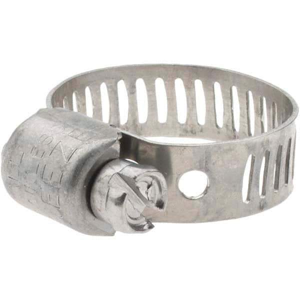 Made in USA - SAE Size 6, 7/16 to 25/32" Diam, Stainless Steel Miniature Worm Drive Clamp - 5/16" Wide - Top Tool & Supply