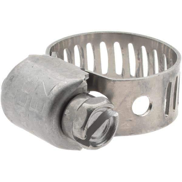 Made in USA - SAE Size 4, 5/8 to 7/32" Diam, Stainless Steel Worm Drive Clamp - 1/2" Wide, Series SAE J1508 Type M - Top Tool & Supply