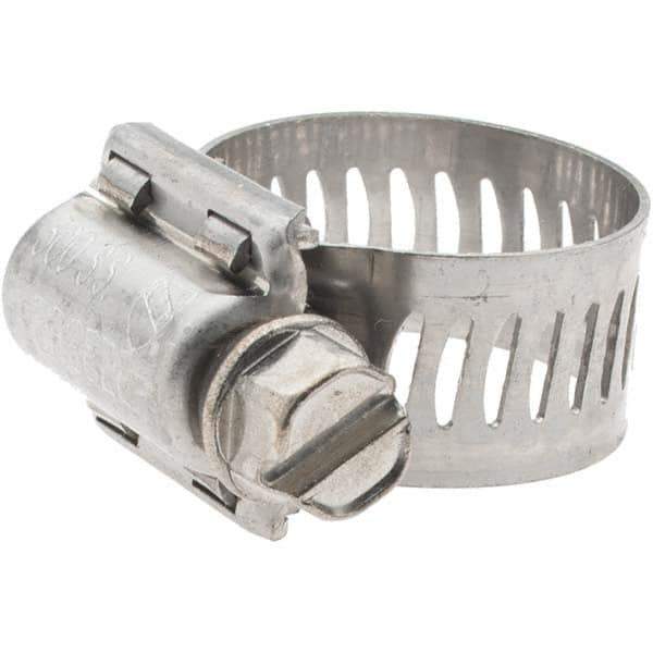 Made in USA - SAE Size 6, 7/16 to 25/32" Diam, Stainless Steel Worm Drive Clamp - 1/2" Wide, Series SAE J1508 Type F - Top Tool & Supply