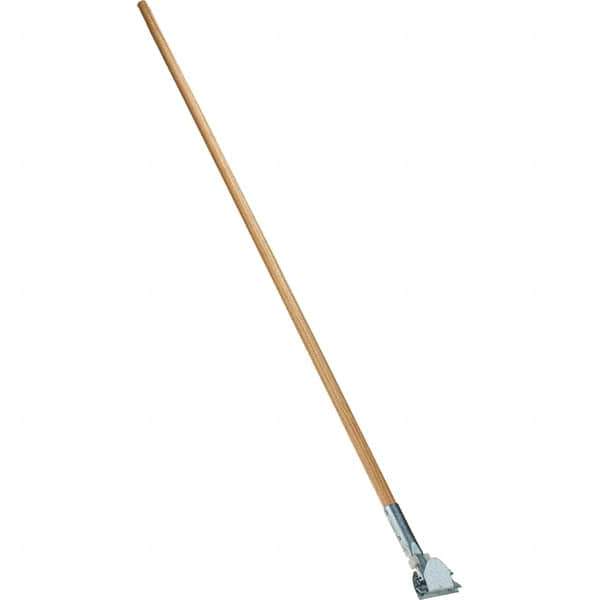 Made in USA - 60" Wood Clamp Jaw Mop Handle - 15/16" Handle Diam, Use with Dust Mops - Top Tool & Supply