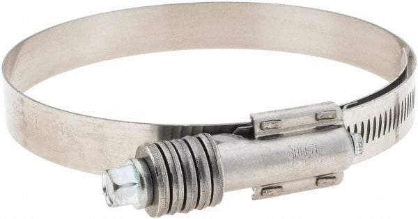 Made in USA - 3-3/4 to 4-5/8" Diam, Stainless Steel Auto-Adjustable Worm Drive Clamp - 5/6" Wide - Top Tool & Supply