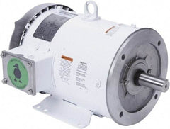 Leeson - 5 Max hp, 1,800 Max RPM, Premium Efficient Electric AC DC Motor - 230/460 V Input, Three Phase, 184TC Frame, C-Face with Base Mount, TEFC Enclosure - Top Tool & Supply