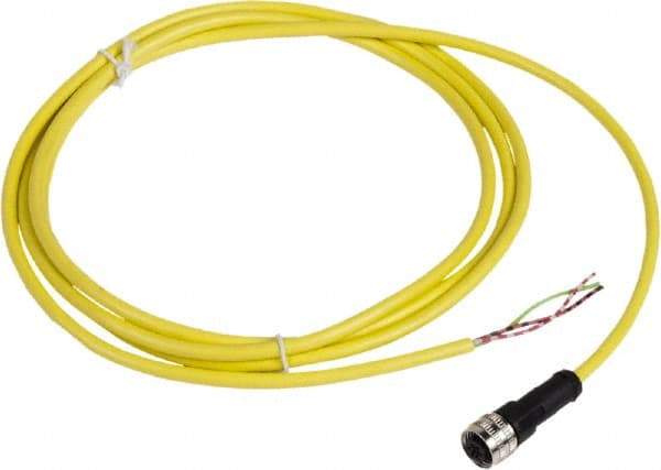 Telemecanique Sensors - 4 Amp, 1/2-20 UNF 3 Pin Female Straight Cordset Sensor and Receptacle - 250 VAC, 300 VDC, 2m Cable Length, IP67 Ingress Rating - Top Tool & Supply