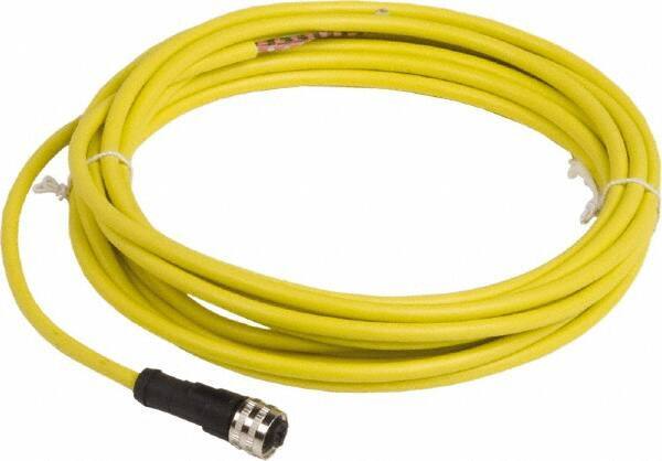 Telemecanique Sensors - 4 Amp, 1/2-20 UNF 3 Pin Female Straight Cordset Sensor and Receptacle - 250 VAC, 300 VDC, 5m Cable Length, IP67 Ingress Rating - Top Tool & Supply