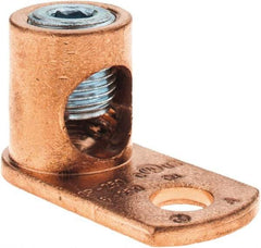 Made in USA - 6 AWG Noninsulated Crimp Connection Square Ring Terminal - 3/8" Stud, 1-31/32" OAL x 15/16" Wide, Copper Alloy Contact - Top Tool & Supply