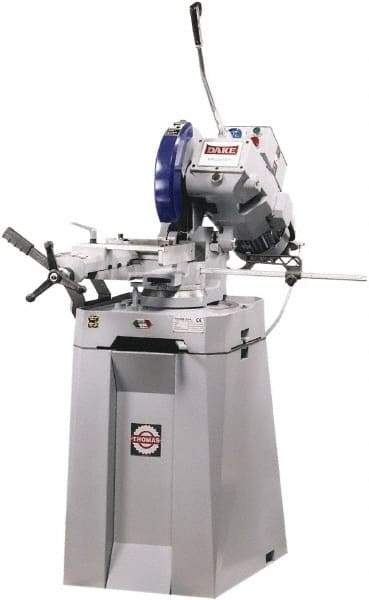 Dake - 2 Cutting Speeds, 14" Blade Diam, Cold Saw - 22 & 88 RPM Blade Speed, Floor Machine, 3 Phase, Compatible with Ferrous/Non-Ferrous Material - Top Tool & Supply