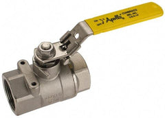 Apollo - 1-1/4" Pipe, Standard Port, Stainless Steel Standard Ball Valve - 2 Piece, NPT Ends, Locking Lever Handle, 600 WOG, 150 WSP - Top Tool & Supply