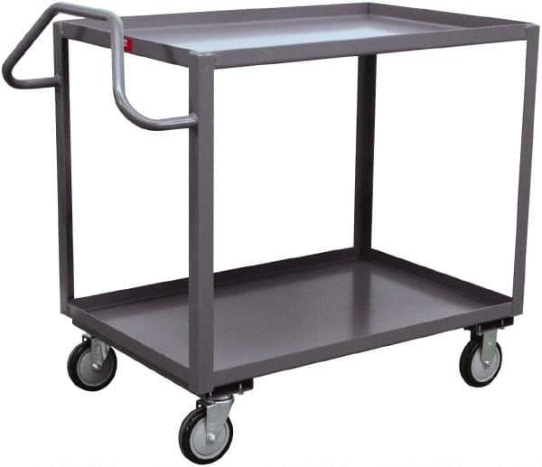 Jamco - 1,200 Lb Capacity, 24" Wide x 36" Long x 35" High Ergonomic Utility Cart - 2 Shelf, Steel, 2 Rigid/2 Swivel Casters - Top Tool & Supply