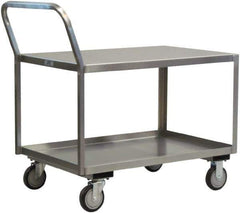 Jamco - 1,200 Lb Capacity, 36" Wide x 24" Long x 27" High Service Cart - 2 Shelf, Stainless Steel, 2 Rigid/2 Swivel Casters - Top Tool & Supply