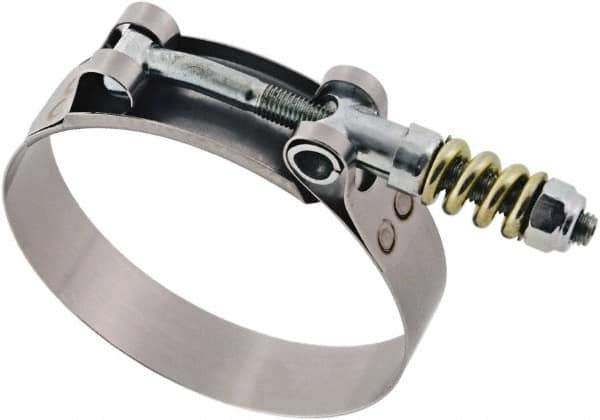 IDEAL TRIDON - 3-1/2 to 3-13/16" Hose, 3/4" Wide, T-Bolt Spring Loaded Clamp - 3-1/2 to 3-13/16" Diam, Stainless Steel - Top Tool & Supply