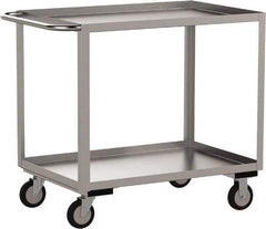 Jamco - 1,200 Lb Capacity, 24" Wide x 18" Long x 35" High Shelf Cart - 2 Shelf, Stainless Steel, 2 Rigid/2 Swivel Casters - Top Tool & Supply