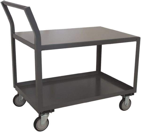 Jamco - 1,200 Lb Capacity, 24" Wide x 30" Long x 27" High Shelf Cart - 2 Shelf, Steel, 2 Rigid/2 Swivel Casters - Top Tool & Supply