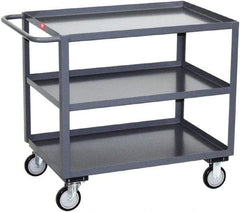 Jamco - 1,200 Lb Capacity, 18" Wide x 30" Long x 35" High Service Cart - 3 Shelf, Steel, 2 Rigid/2 Swivel Casters - Top Tool & Supply