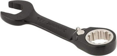 Proto - 18mm 12 Point Offset Combination Wrench - 15° Offset Angle, 5-5/32" OAL, Steel, Black Chrome Finish - Top Tool & Supply