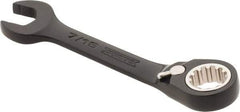 Proto - 7/16" 12 Point Offset Combination Wrench - 15° Offset Angle, 4" OAL, Steel, Black Chrome Finish - Top Tool & Supply