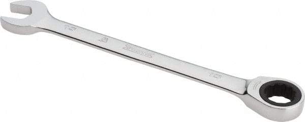 Proto - 15mm 12 Point Combination Wrench - 0° Offset Angle, 7-7/8" OAL, Steel, Chrome Finish - Top Tool & Supply