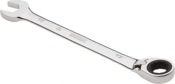 Proto - 17mm 12 Point Combination Wrench - 0° Offset Angle, 8-7/8" OAL, Steel, Chrome Finish - Top Tool & Supply