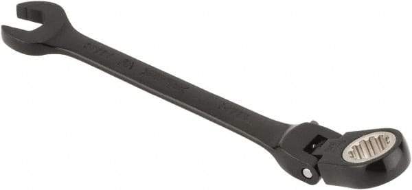 Proto - 3/8" 12 Point Flexhead Combination Wrench - 15° Offset Angle, 5" OAL, Steel, Black Chrome Finish - Top Tool & Supply