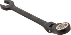 Proto - 17mm 12 Point Flexhead Combination Wrench - 15° Offset Angle, 7" OAL, Steel, Black Chrome Finish - Top Tool & Supply