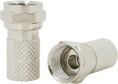 Ideal - Straight, F Type Crimp Coaxial Connector - Compatible with RG6, Brass Contact, Brass Body - Top Tool & Supply