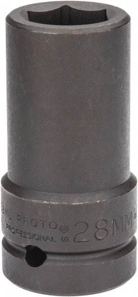 Proto - 1" Drive 28mm Deep Impact Socket - 6 Points, 4" OAL - Top Tool & Supply