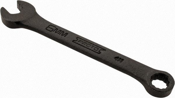 Proto - 6mm 12 Point Offset Combination Wrench - 15° Offset Angle, 3-1/4" OAL, Steel, Black Finish - Top Tool & Supply