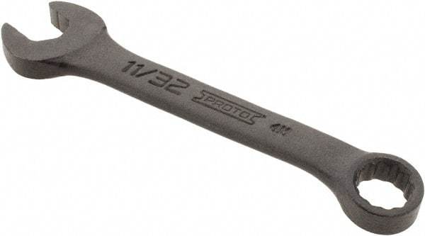 Proto - 11/32" 12 Point Offset Combination Wrench - 15° Offset Angle, 3-5/8" OAL, Steel, Black Finish - Top Tool & Supply