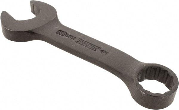 Proto - 18mm 12 Point Offset Combination Wrench - 15° Offset Angle, 5-1/4" OAL, Steel, Black Finish - Top Tool & Supply