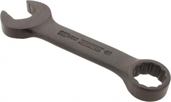 Proto - 16mm 12 Point Offset Combination Wrench - 15° Offset Angle, 4-7/8" OAL, Steel, Black Finish - Top Tool & Supply