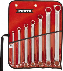 Proto - 7 Piece, 1/4" x 5/16" to 7/8" x 1", 12 Point Spline Box Wrench Set - Inch Measurement Standard, Full Polish Chrome Finish, Comes in Nylon Roll - Top Tool & Supply