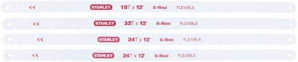 Stanley - 12" Long, 18, 24 and 32 Teeth per Inch, Bi-Metal Hand Hacksaw Blade - Toothed Edge, 1/2" Wide x 0.025" Thick, Flexible - Top Tool & Supply