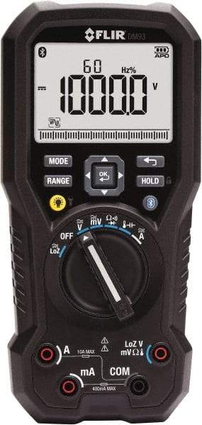 FLIR - DM93-NIST, CAT IV, 1,000 VAC/VDC, Digital Wireless Multimeter - 40 mOhm, Measures Voltage, Capacitance, Current, Frequency, Resistance, Temperature - Top Tool & Supply