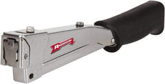 Arrow - Manual Hammer Tacker - 1/4, 5/16, 3/8" Staples, 82 Lb Capacity, Chrome & Black, Chrome Plated Steel - Top Tool & Supply