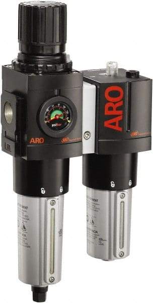 ARO/Ingersoll-Rand - 3/4" NPT Port Heavy Duty 2 Piece Filter/Regulator-Lubricator FRL Unit - Metal Bowl, 201 SCFM, 250 Max psi, 13.8" High x 7.323" Long, Automatic Drain - Top Tool & Supply