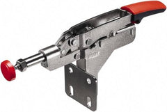 Bessey - 450 Lb Load Capacity, Flanged Base, Carbon Steel, Standard Straight Line Action Clamp - 4 Mounting Holes, 0.33" Plunger Diam, Straight Handle - Top Tool & Supply