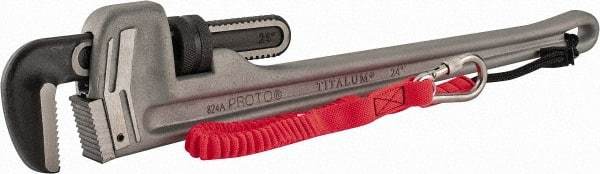 Proto - 24" Aluminum Tethered Straight Pipe Wrench - 4" Pipe Capacity - Top Tool & Supply