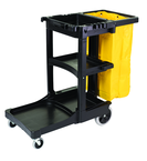 Cleaning Cart w/zipper Red yellow vinyl bag (20.8 gal capacity) Non-marking 8" wheels and 4" casters - Top Tool & Supply