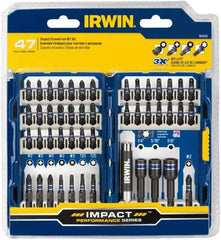 Irwin - 47 Piece, Phillips, Square, Torx, Hex Nutsetter Handle, Drive Set - 1/4 to 3/8" Hex, #1 to #3 - Top Tool & Supply