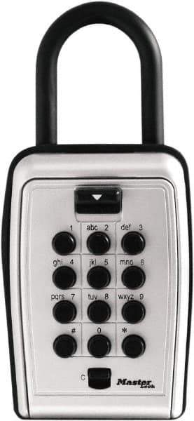 Master Lock - 3-1/8" Wide x 6.8" Overall Height, Push Button Combination, Portable Key Safe - Zinc Finish - Top Tool & Supply