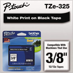 Brother - 3/8" Wide x 314.4" Long, Black Plastic/Paper Tape Cassette - For Label Maker - Top Tool & Supply