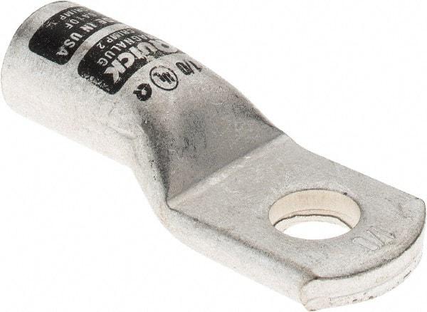 Made in USA - 1/0 AWG Noninsulated Crimp Connection D Shaped Ring Terminal - 3/8" Stud, Tin Plated Copper Contact - Top Tool & Supply