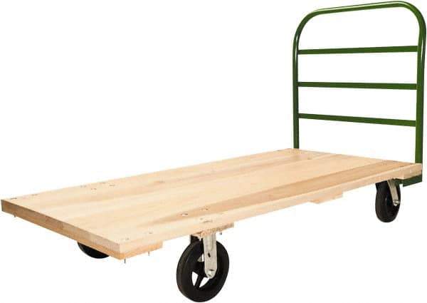 Fairbanks - 2,000 Lb Capacity Hardwood/Steel Platform Truck - Hardwood Deck, 36" OAW, 72" Platform Length, Mold On Rubber Casters - Top Tool & Supply