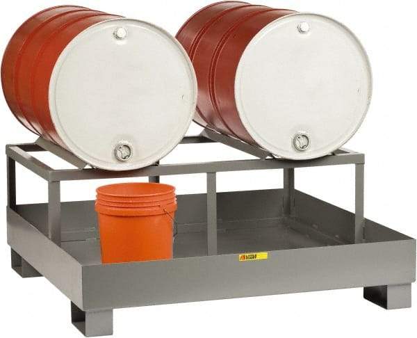 Little Giant - 66 Gal Sump, 2 Drum, Steel Drum Rack - 51" Long x 51" Wide x 22" High - Top Tool & Supply