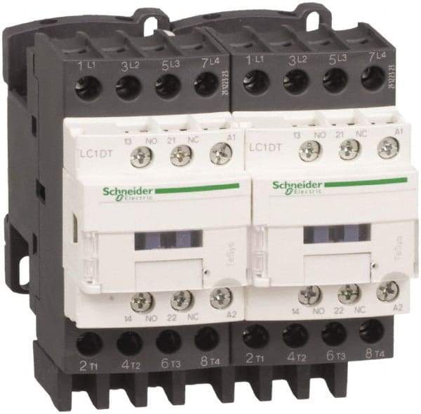 Schneider Electric - 4 Pole, 24 Coil VAC at 50/60 Hz, 25 Amp at 440 VAC, Reversible IEC Contactor - Bureau Veritas, CCC, CSA, CSA C22.2 No. 14, DNV, EN/IEC 60947-4-1, EN/IEC 60947-5-1, GL, GOST, LROS, RINA, RoHS Compliant, UL 508, UL Listed - Top Tool & Supply