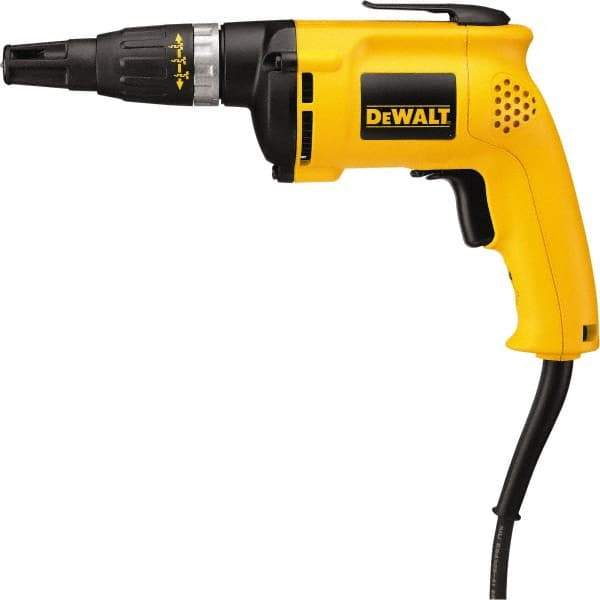 DeWALT - Pistol Grip Handle, 5,300 RPM, 60 In/Lb Torque, Electric Screwdriver - 1/4" Bit Holder, 120 Volts, 6 Amps - Top Tool & Supply