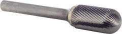 M.A. Ford - 1/2" Cut Diam, 1/4" Shank Diam, Cylinder with Radius Head Single Fine Cut Burr - Carbide, Radius End, 1" LOC, 3" OAL - Top Tool & Supply