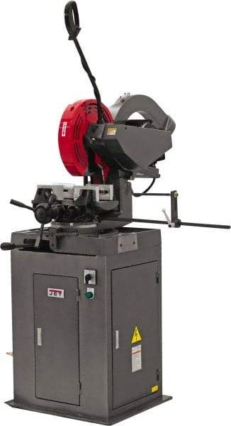 Jet - 2 Cutting Speeds, 14" Blade Diam, Cold Saw - 1,750 & 3,500 RPM Blade Speed, Floor Machine, 3 Phase, Compatible with Non-Ferrous Material - Top Tool & Supply