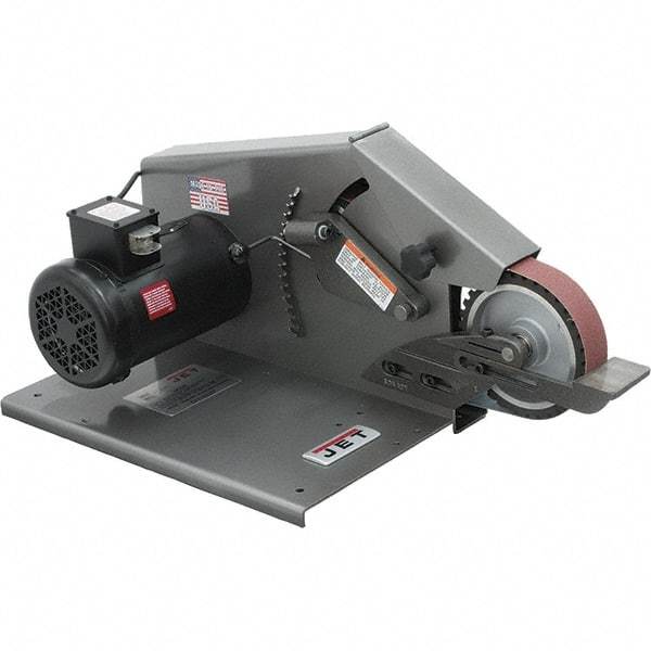 Jet - 72 Inch Long x 2 Inch Wide Belt Grinder - 1 hp, 115/230 Volts, 1750 RPM Disc Speed, Horizontal Belt, 4,600 Ft. per Min Belt Speed - Top Tool & Supply