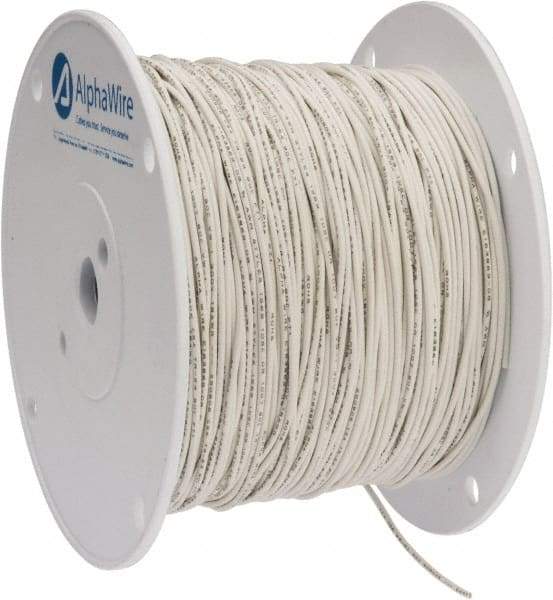 Alpha Wire - 18 AWG, 16 Strand, 305 m OAL, Tinned Copper Hook Up Wire - White PVC Jacket, 0.079" Diam - Top Tool & Supply