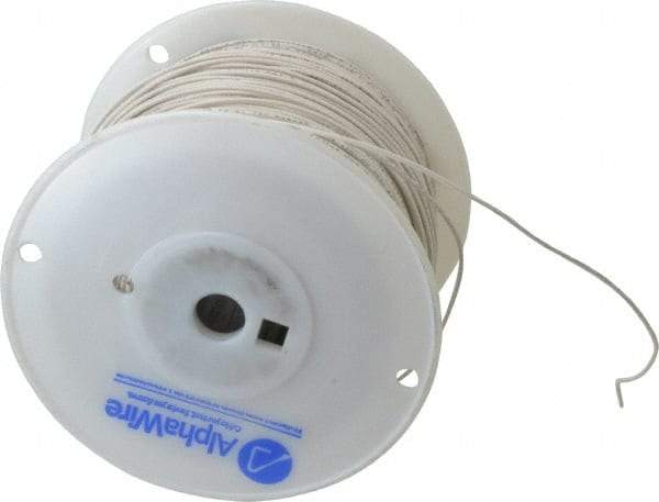 Alpha Wire - 18 AWG, 1 Strand, 305 m OAL, Tinned Copper Hook Up Wire - White PVC Jacket, 0.072" Diam - Top Tool & Supply